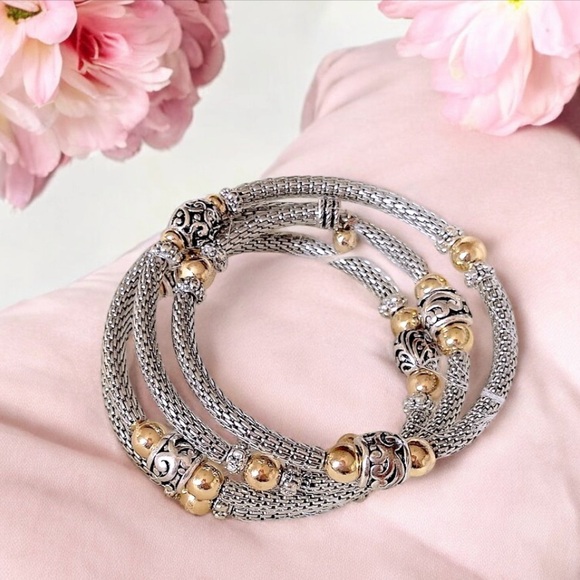 Spiral Bracelet in Silver & Gold - Picture 1 of 8